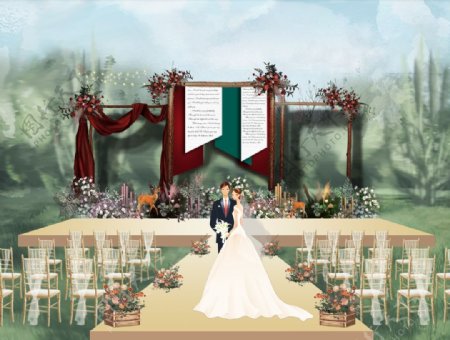 森系户外婚礼图片