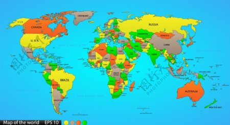 彩色矢量世界地图图片