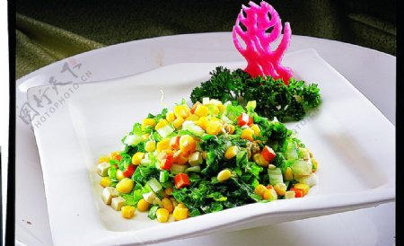 豫菜三盅油菜玉米粒图片