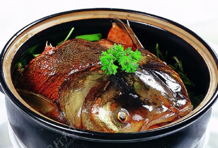 豫菜砂锅石头焗鱼头图片