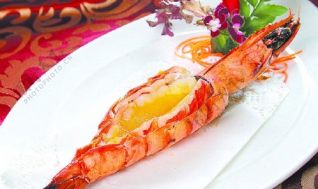 新疆菜盐烤大虾图片