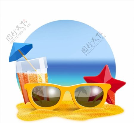 沙滩太阳镜插画图片