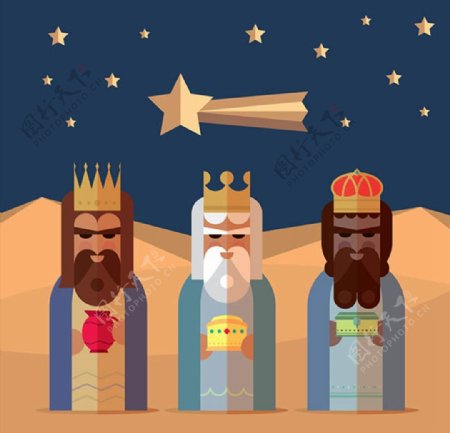 三个国王插画图片