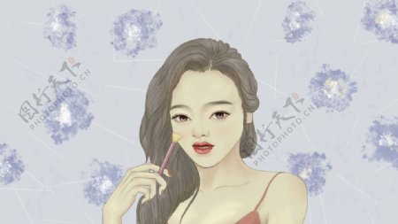 彩妆美女插画图片