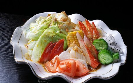 日韩料理海鲜综合沙拉图片