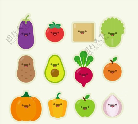 蔬菜和水果表情图片