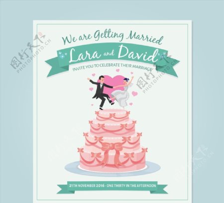 婚礼蛋糕邀请卡图片