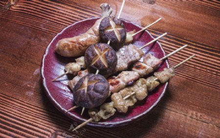美食日本料理文化烧鸟拼盘图片