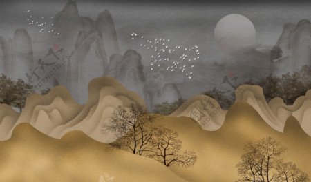 新中式抽象山水图片