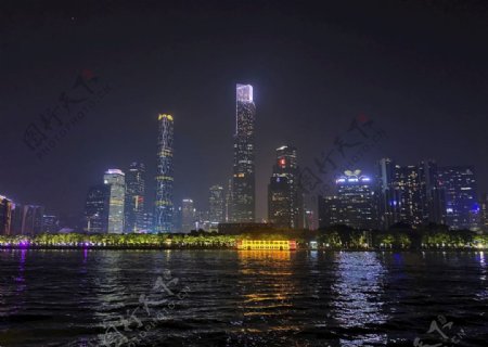 黑金城市夜景江景建筑图片