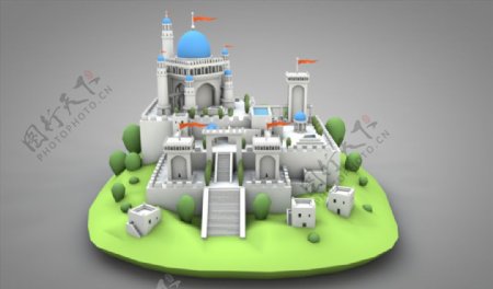 C4D模型城堡宫殿图片