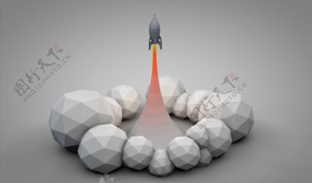 C4D模型火箭发射图片