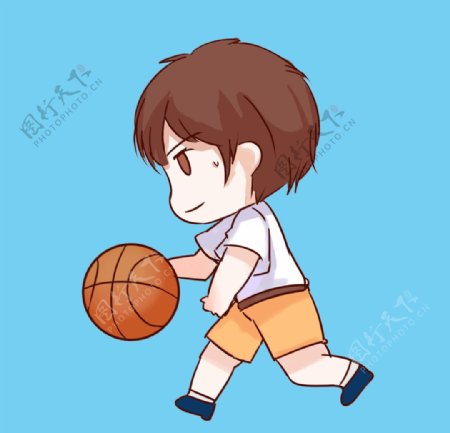 卡通男孩打篮球图片