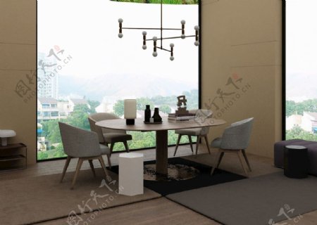 现代餐桌椅3d模型图片