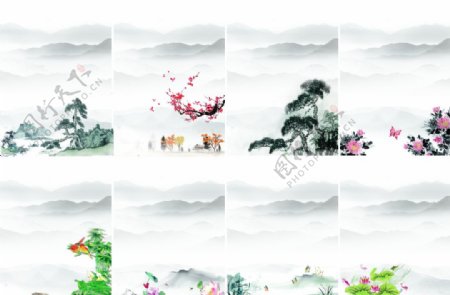 梅兰竹菊中国风图片